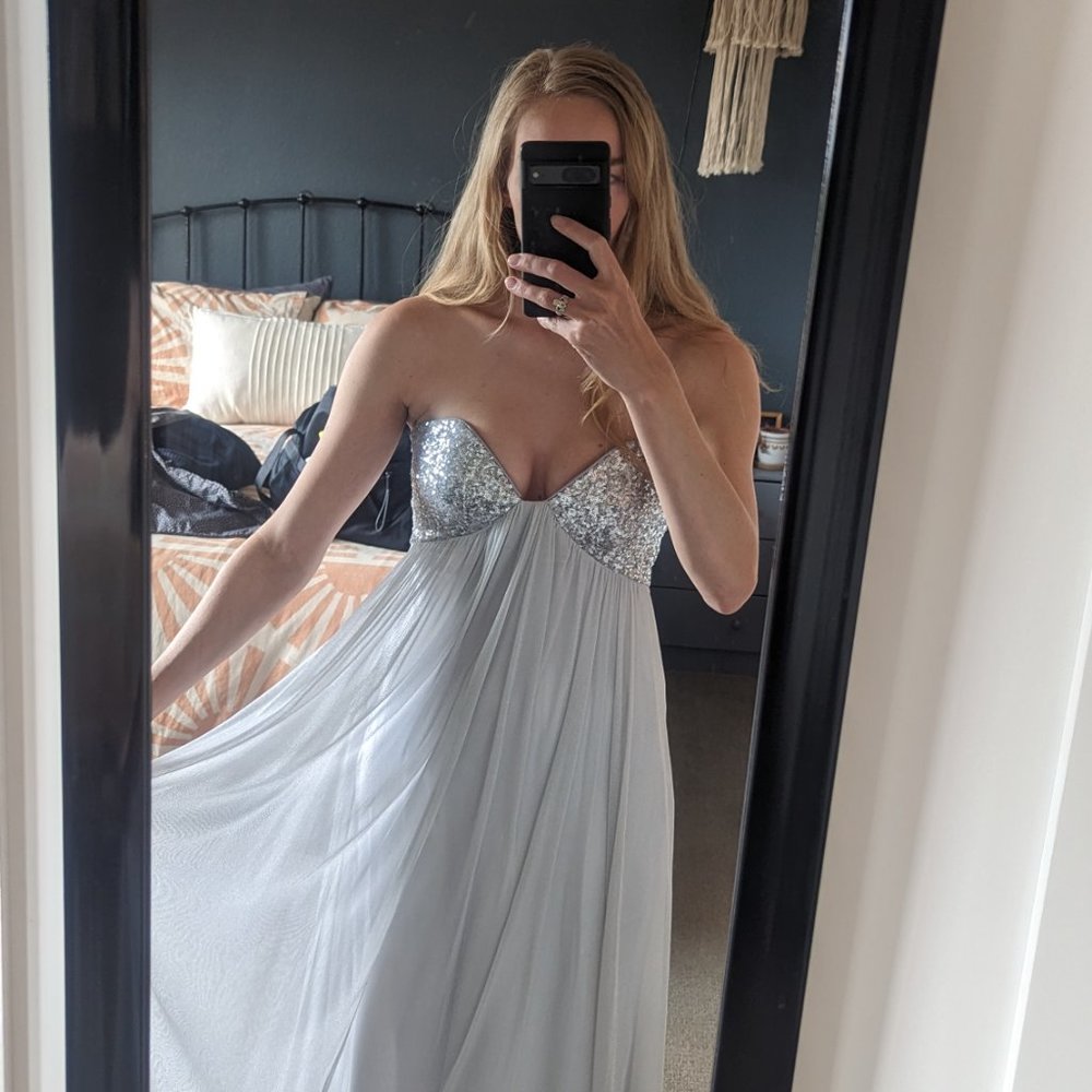 Strapless Sweetheart Sequin Tulle Gown